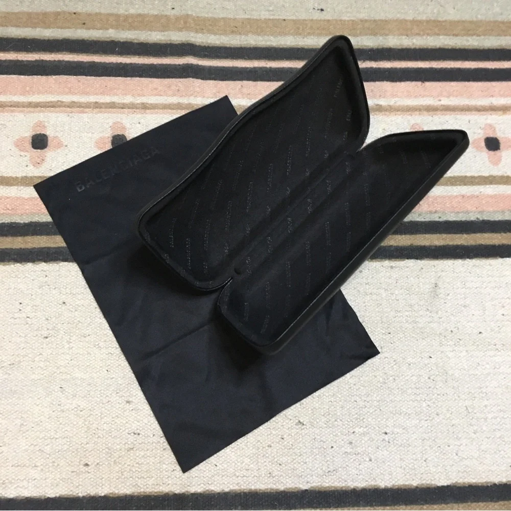 Balenciaga black on black eyeglass sunglasses case lined with shag new